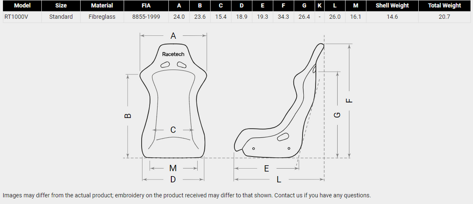 Racetech RT1000 Vinyl Racing Seat
